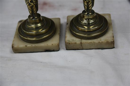 A pair of French Empire style figural bronze candlesticks, 8.25in.